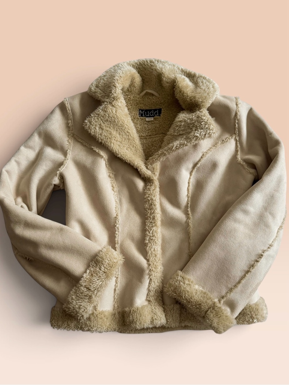 Mudd Y2K Cream Faux Shearling Sherpa Jacket Cozy 2000s